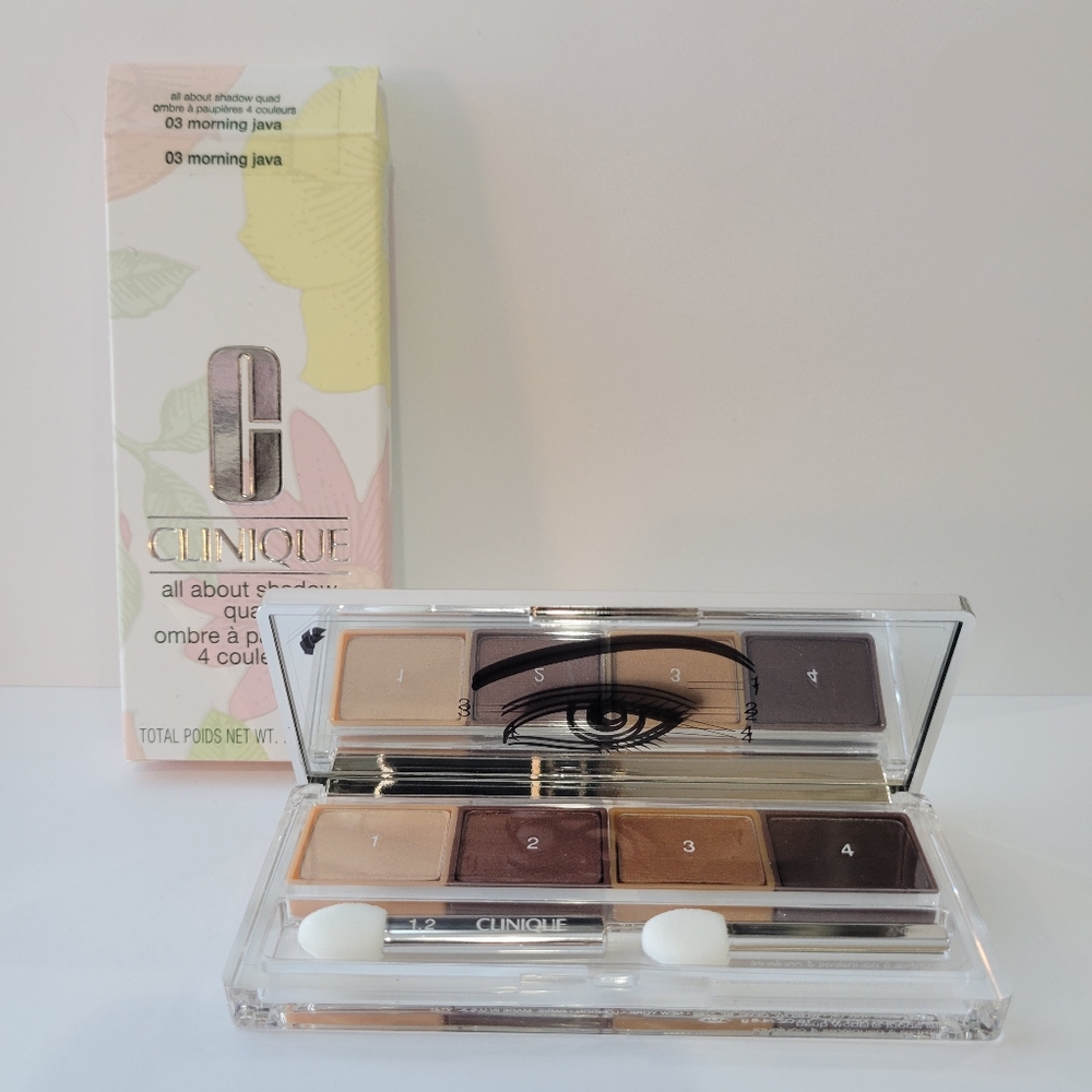 CLINIQUE All About Eye Shadow Quad *MORNING JAVA* /.16 oz/ New in box - Picture 2 of 6